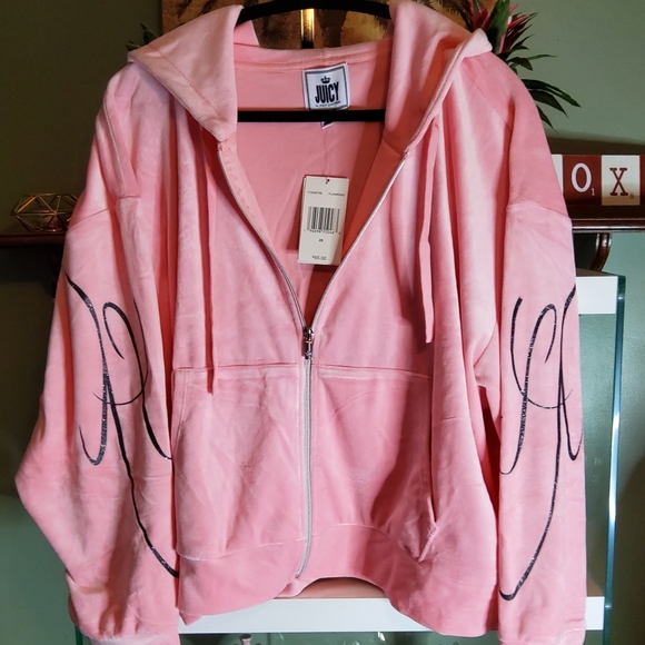 🩷 SO SOFT 🩷 JUICY BY JUICY COUTURE 2X & 3X WOMEN'S LONG SLEEVE ZIPPER HOODIE - Picture 3 of 5